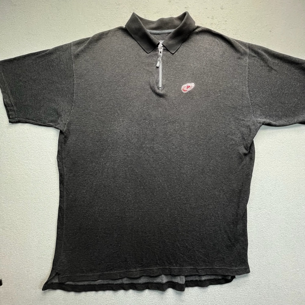 VTG CCM men polo shirt NHL Center Ice‎ gray XXL 1/4 zip logo athletic top